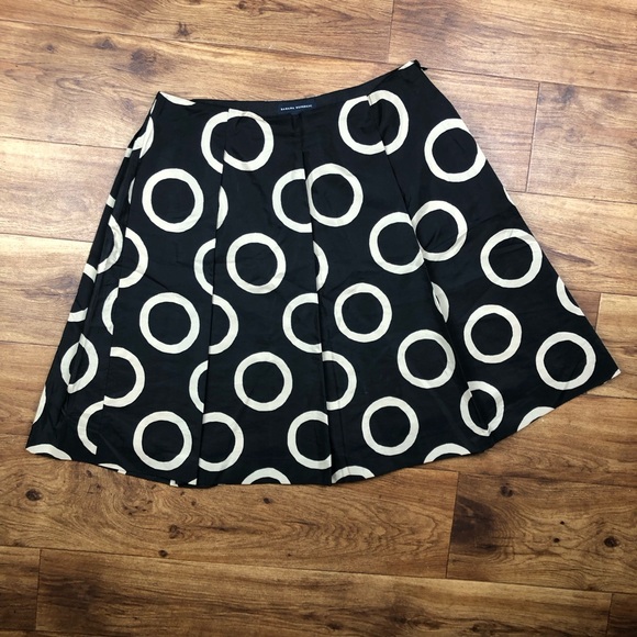 Banana Republic Black Tan Circle Print Silk Blend Skirt *READ - Picture 1 of 14